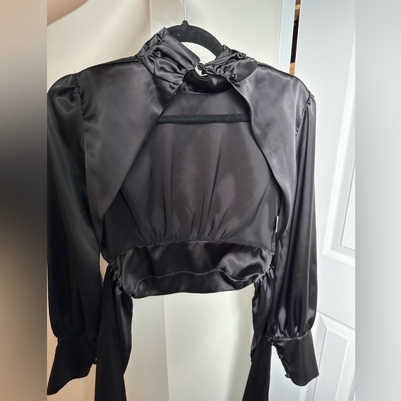 Micas SatinTie Waist Long Sleeve Blouse - Picture 4 of 5